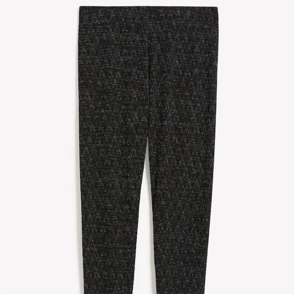 Penningtons Black Sparkly Textured Leggings XL Petite Pull-On